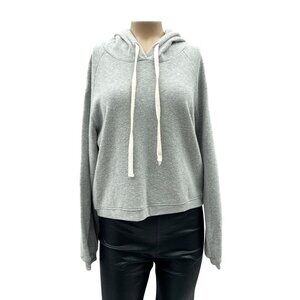 Project Social T Sweatshirt Gray Hoodie Drawstring Boxy Crop Pullover Women M
